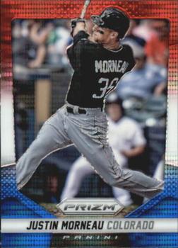 2014 Panini Prizm - Prizms Red White and Blue Pulsar #55 Justin Morneau Front