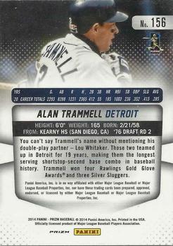 2014 Panini Prizm - Prizms Red White and Blue Pulsar #156 Alan Trammell Back