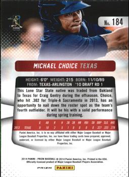 2014 Panini Prizm - Prizms Red White and Blue Pulsar #184 Michael Choice Back