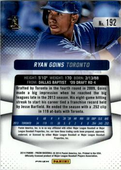 2014 Panini Prizm - Prizms Red White and Blue Pulsar #192 Ryan Goins Back