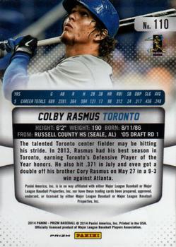 2014 Panini Prizm - Prizms Red White and Blue Pulsar #110 Colby Rasmus Back
