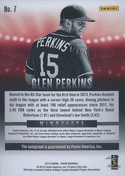 2014 Panini Prizm - Signatures #7 Glen Perkins Back