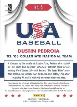 2014 Panini Prizm - USA Baseball #5 Dustin Pedroia Back