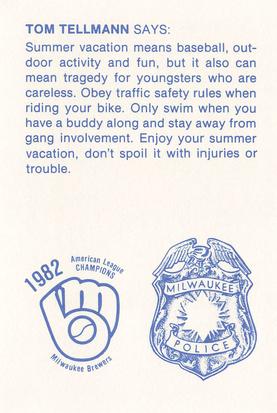 1983 Milwaukee Brewers Police #NNO Tom Tellmann Back
