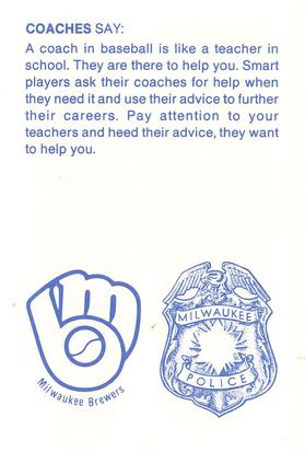 1984 Milwaukee Brewers Police #NNO Dave Garcia / Tom Trebelhorn / Pat Dobson / Larry Haney Back