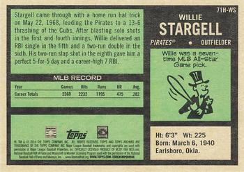 2014 Topps Archives - 1971-72 Topps Hockey #71H-WS Willie Stargell Back