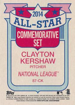 2014 Topps Archives - 1987 Topps All-Stars #87-CK Clayton Kershaw Back