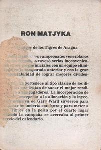 1981-82 Venezuelan Winter League Stickers #1 Roy Majtyka Back