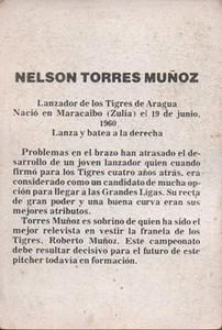 1981-82 Venezuelan Winter League Stickers #37 Nelson Torres Back
