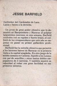 1981-82 Venezuelan Winter League Stickers #83 Jesse Barfield Back