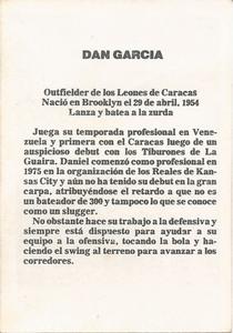 1981-82 Venezuelan Winter League Stickers #114 Daniel Garcia Back