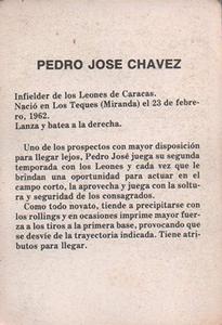 1981-82 Venezuelan Winter League Stickers #116 Pedro J. Chavez Back