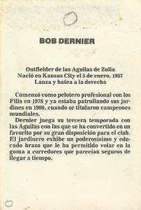 1981-82 Venezuelan Winter League Stickers #238 Bob Dernier Back