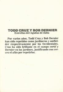 1981-82 Venezuelan Winter League Stickers #259 Todd Cruz / Bob Dernier Back