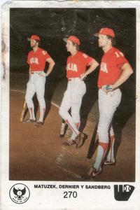 1981-82 Venezuelan Winter League Stickers #270 Len Matuzek / Bob Dernier / Ryne Sandberg Front