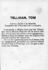 1981-82 Venezuelan Winter League Stickers #225F Tom Tellmann Back