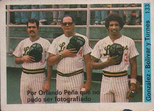 1980-81 Venezuelan Winter League Stickers #133 Manuel Gonzalez / Flores Bolivar / Luis Turnes Front