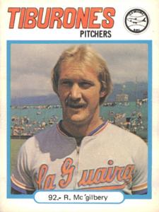 1977-78 Venezuelan Winter League Stickers #92 Randy McGilberry Front