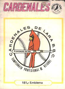 1977-78 Venezuelan Winter League Stickers #181 Cardenales de Lara logo Front