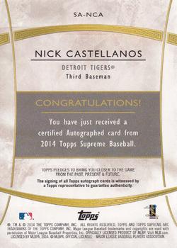 2014 Topps Supreme #SA-NCA Nick Castellanos Back