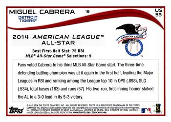 2014 Topps Update #US-53 Miguel Cabrera Back