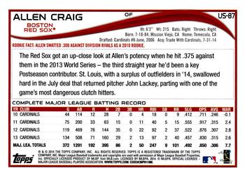 2014 Topps Update #US-87 Allen Craig Back