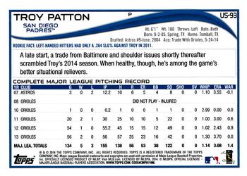 2014 Topps Update #US-93 Troy Patton Back
