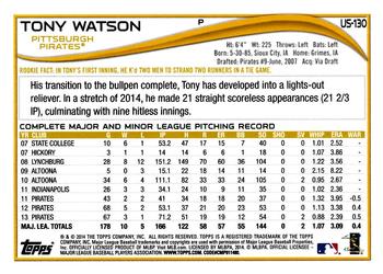 2014 Topps Update #US-130 Tony Watson Back
