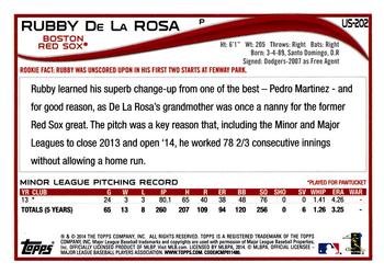 2014 Topps Update #US-202 Rubby De La Rosa Back