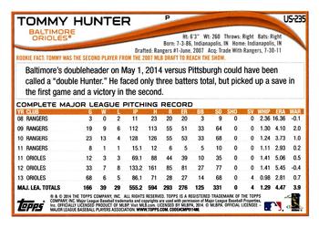 2014 Topps Update #US-235 Tommy Hunter Back