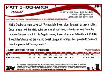 2014 Topps Update #US-268 Matt Shoemaker Back