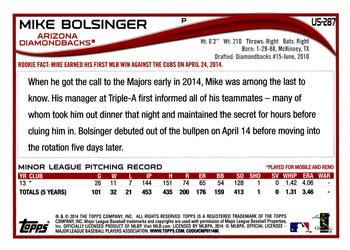 2014 Topps Update #US-287 Mike Bolsinger Back