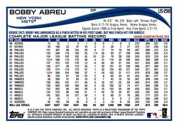 2014 Topps Update #US-298 Bobby Abreu Back