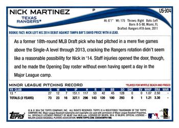 2014 Topps Update #US-304 Nick Martinez Back