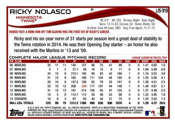 2014 Topps Update #US-319 Ricky Nolasco Back