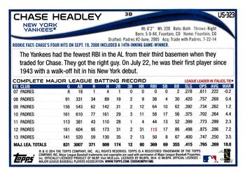 2014 Topps Update #US-323 Chase Headley Back