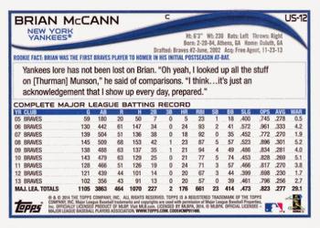2014 Topps Update #US-12 Brian McCann Back