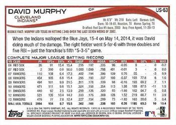 2014 Topps Update #US-63 David Murphy Back