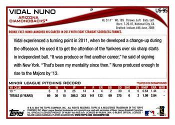 2014 Topps Update #US-95 Vidal Nuno Back