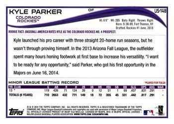 2014 Topps Update #US-148 Kyle Parker Back