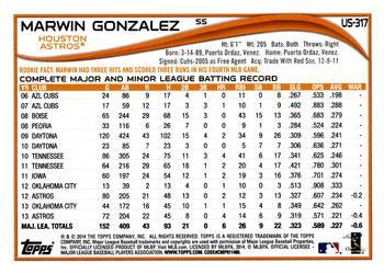 2014 Topps Update #US-317 Marwin Gonzalez Back