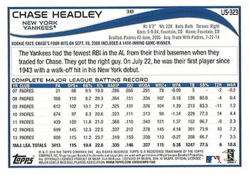 2014 Topps Update #US-323 Chase Headley Back