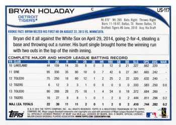 2014 Topps Update #US-117 Bryan Holaday Back
