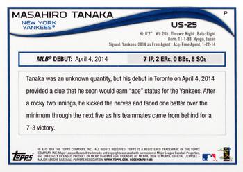 2014 Topps Update #US-25 Masahiro Tanaka Back