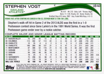 2014 Topps Update #US-40 Stephen Vogt Back