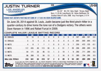 2014 Topps Update #US-68 Justin Turner Back