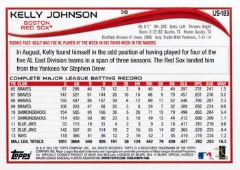 2014 Topps Update #US-183 Kelly Johnson Back