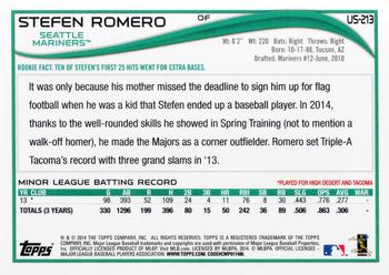 2014 Topps Update #US-213 Stefen Romero Back