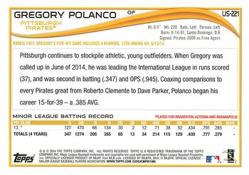 2014 Topps Update #US-221 Gregory Polanco Back
