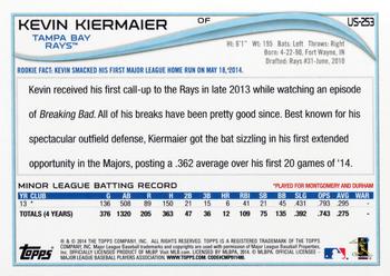 2014 Topps Update #US-253 Kevin Kiermaier Back